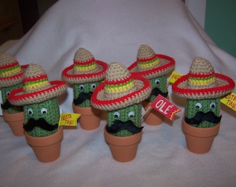 Carl the Cactus Happy Face AMIGURUMI Crochet,  Cinco de Mayo, housewarming gift, cactus lovers gift, etc
