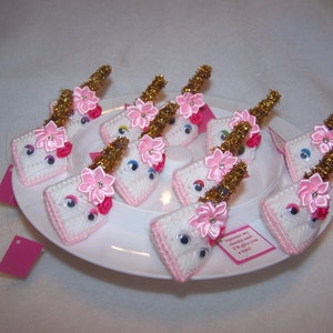 Unicorn Handmade Ornament/ Gift Tag "Squeeze my cheeks" w/candy KISS! Plastic canvas