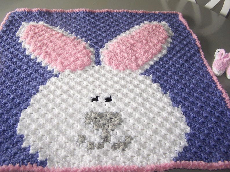 Bunny Baby Blanket Hand Crocheted C2C cornertocorner plus Etsy
