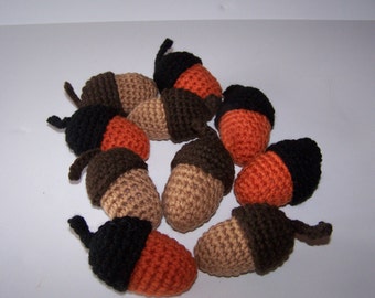 Fall Harvest Acorns, AMIGURUMI CROCHET, Fall Decor, Halloween Decor