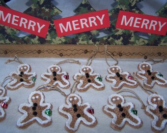 Gingerbread Man Crochet Christmas Ornament, Gift Tag, Holiday Decor