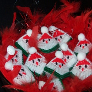 Santa Handmade Ornament/ Gift Tag &quot;Squeeze my cheeks&quot; w/candy KISS! Plastic canvas