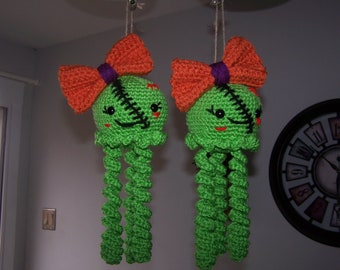 Zombie Jellyfish for Halloween, Amigurumi, Handmade, plush toy, wreath decor, Halloween decor, cute jellyfish