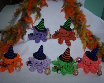 Octopus with witches hat, Halloween  decor, Amigurumi Crochet, stuffed plush toy, gag gift, child toy