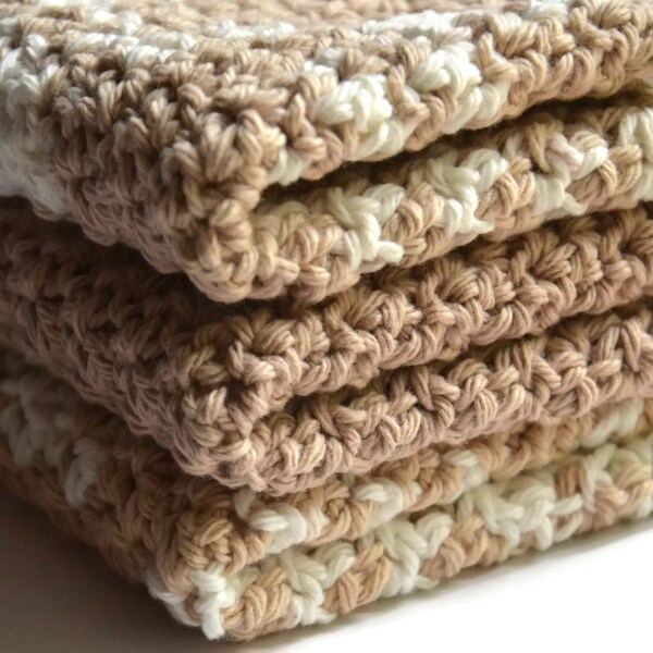 Crochet Dishcloth Trio - Earth Tones - TREASURY Item