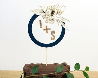 Bespoke Cake Topper - Initials and Paper Flower Design