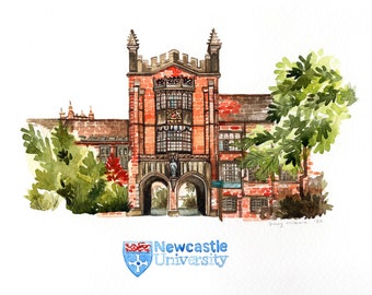 Graduation Gift - Original Watercolour Painting with University Logo