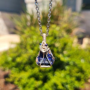 Azurite Wire Wrapped Pendant, Azurite Pendant, Third Eye Stone, Transformation Pendant, Stone of Vision