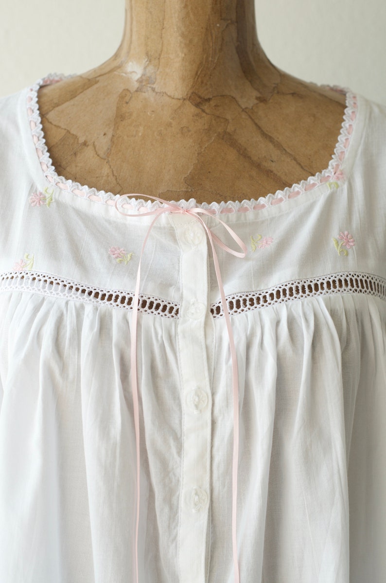 80s Vintage EILEEN WEST Nightgown White Cotton Babydoll - Etsy