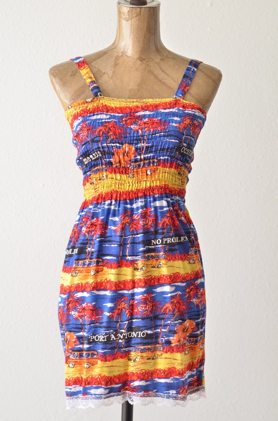 80s tropical mini dress