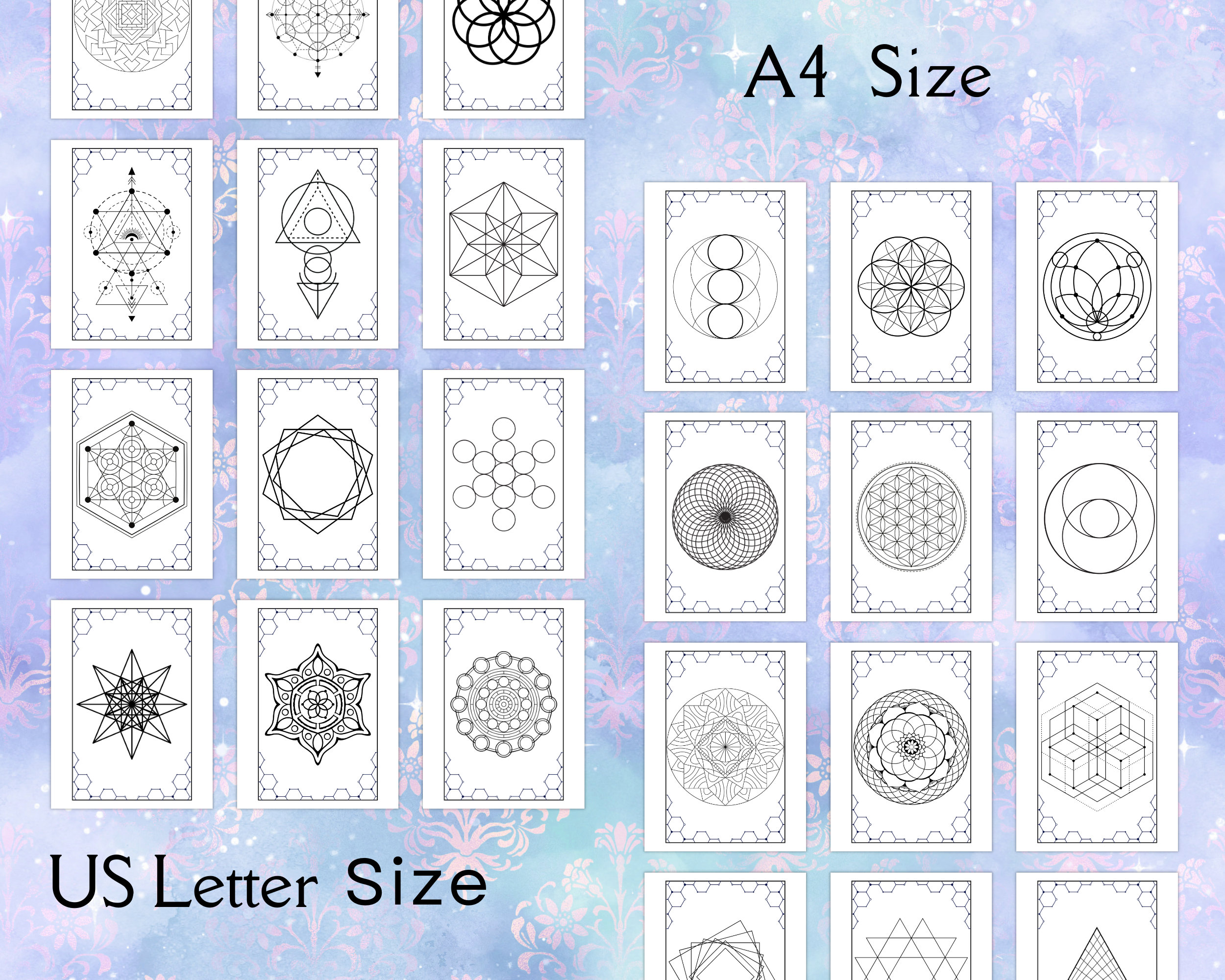 Sacred Geometry Coloring Pages: Digital Download Geometric - Etsy