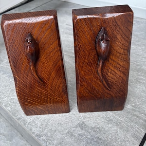 Handmade 16th Century Reclaimed Oak Mouse-Inspired Bookends