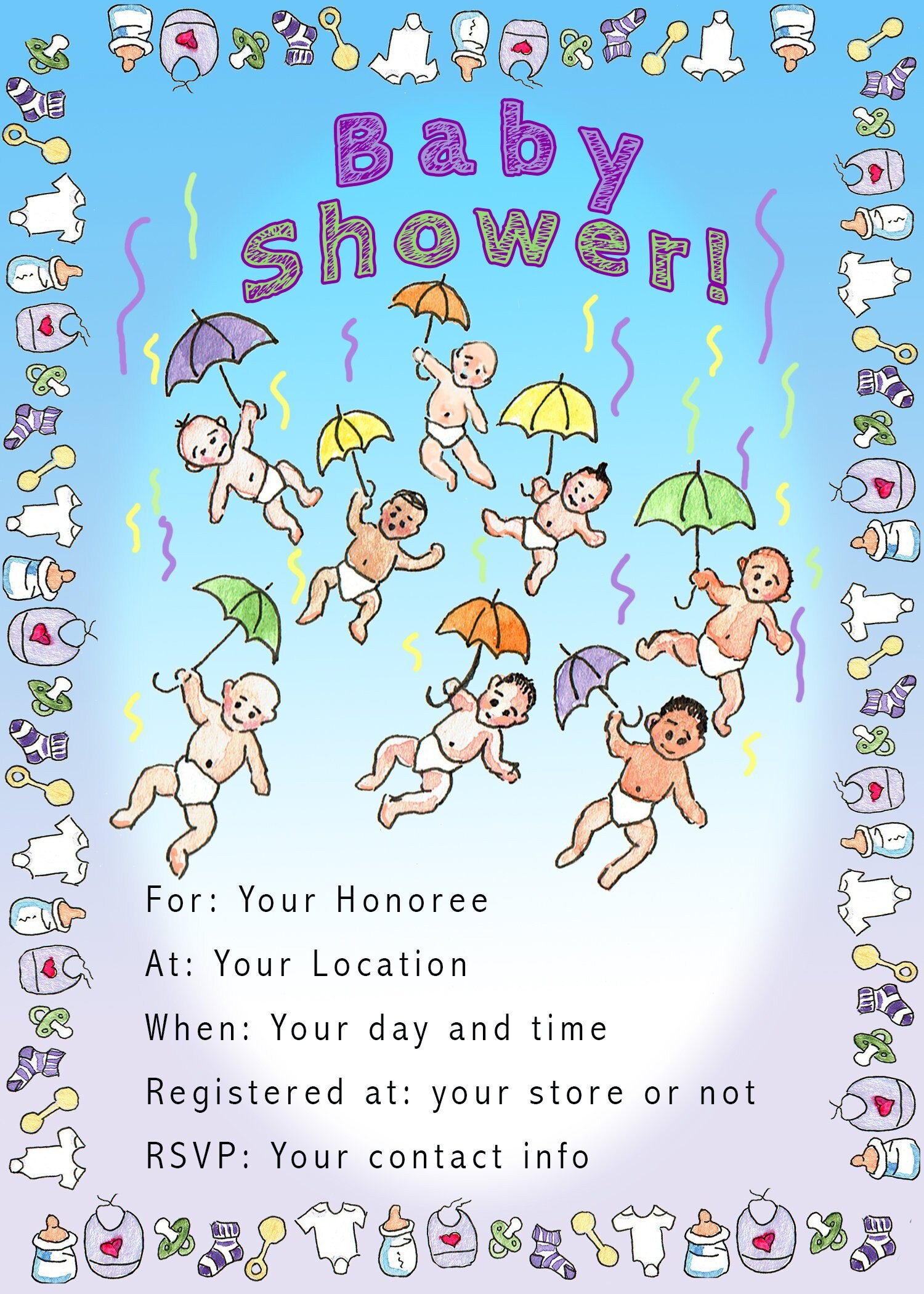 Baby Shower invitation digital file for email messaging or Etsy
