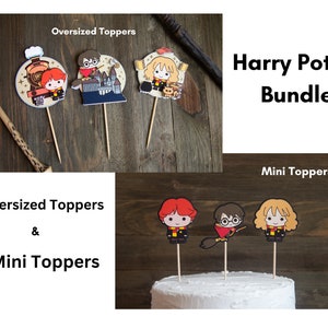 Oversized and Mini Potter Character Cupcake Toppers| BUNDLE ONLY | Ron | Hermione | Matte & Metallic Paper