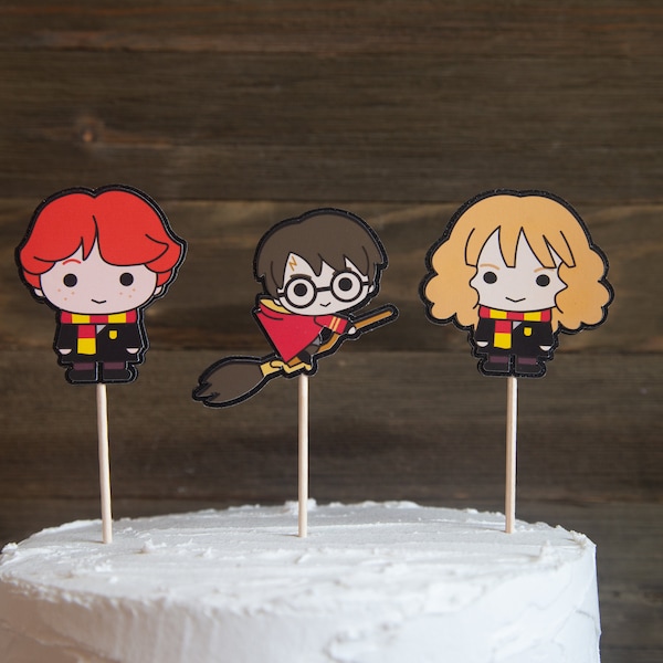 Harry Potter Cupcake Toppers | Ron Weasley | Hermione Granger | Matte & Glitter Paper