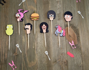 Mini Bob's Burgers Cupcake Toppers | Matte Paper