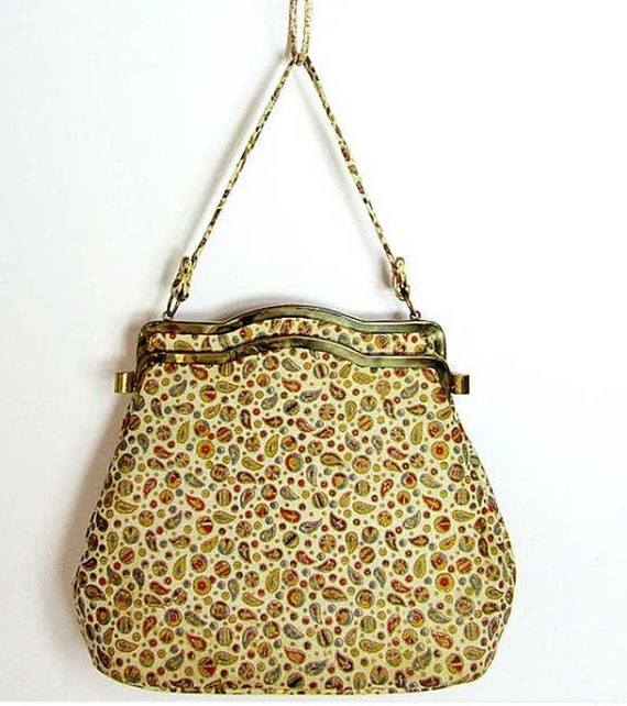 1950s Gold Silk Vintage Tote Bag Sir David New York - Gem