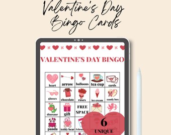 Valentines Bingo Cards for kids, Printable Valentines Day Bingo Cards Instant Download, Homeschool Game