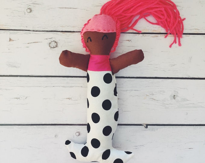 Maya Addie Doll, Handmade Plush Doll, Fabric Rag Doll, Mermaid Doll