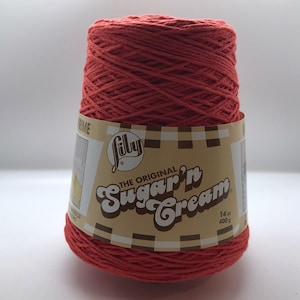 Lily Sugar&#39;N Cream 100% Cotton Yarn 14 oz Cone Spool- Rouge