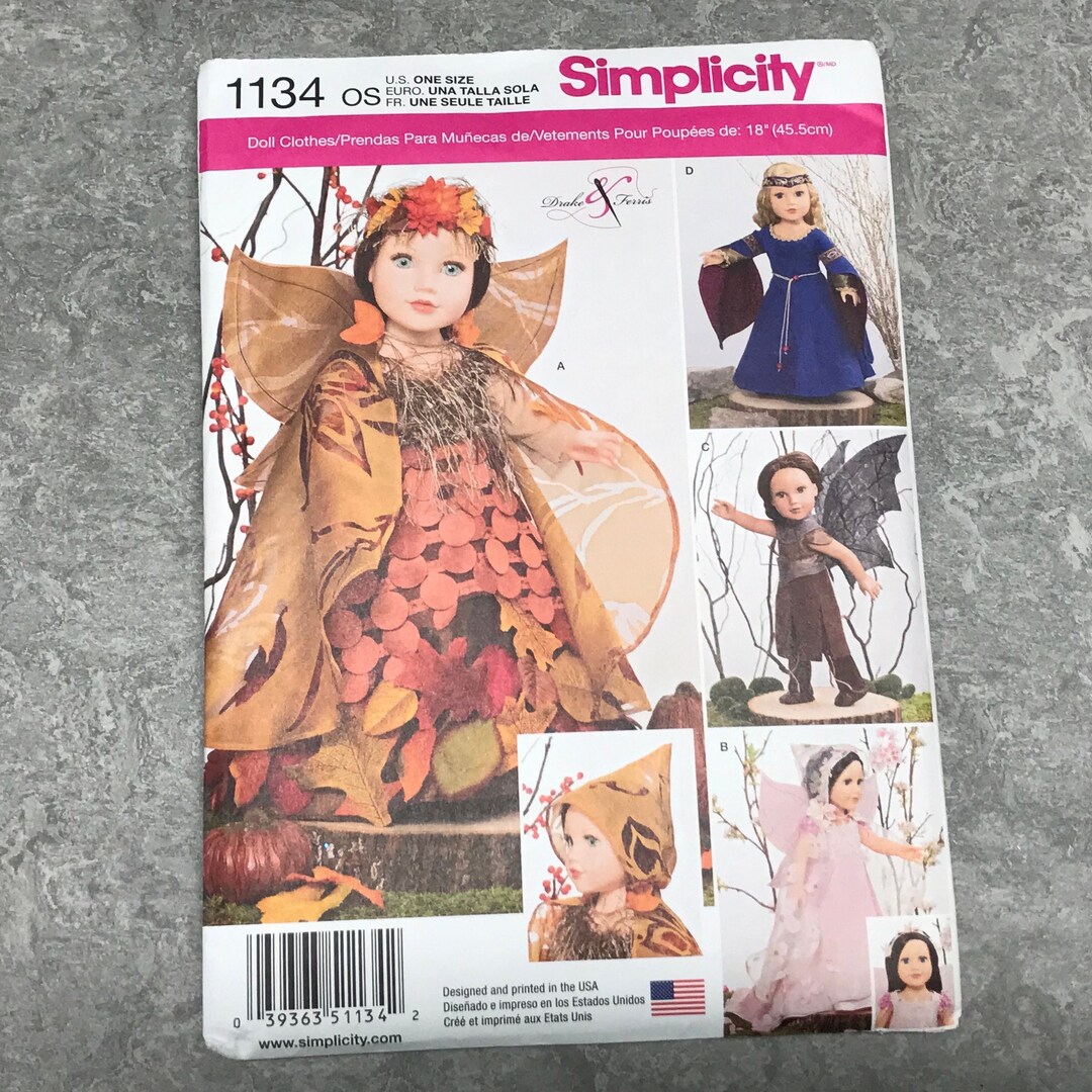 UNCUT!! Simplicity 1134 Sewing Pattern Forest Fairy Costumes for 18 ...