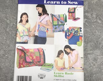 non coupé !!  Patron de couture simplicité 1935 - Apprenez à coudre - Shirley Botsford Designs Patchwork matelassé sacs - fourre-tout, bandoulière, sacs de livres