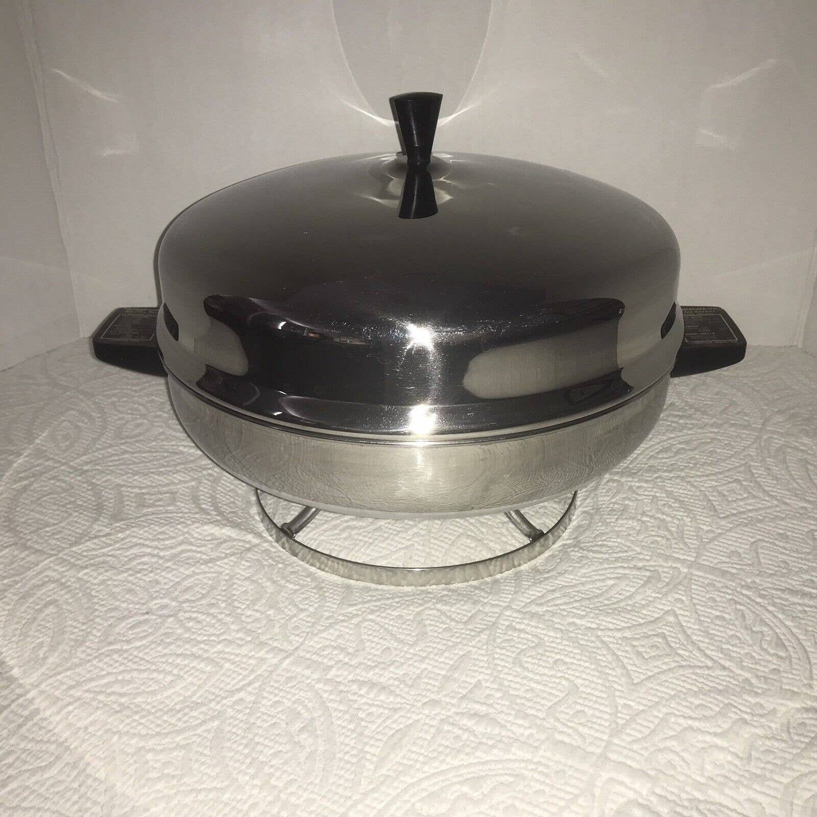 Farberware Stainless Steel 12 Electric Fry Pan Buffet Server Dome Lid  Immersible 