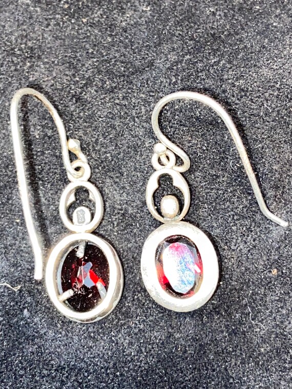 Sterling Silver and Garnet Earrings