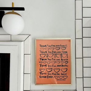 Giving Thanks Print / Gratitude print / Gratitude Practice / Holiday Gift / Family / Holiday Gift Guide / ecogifts / salmon / pine / 11&quot;x14&quot;