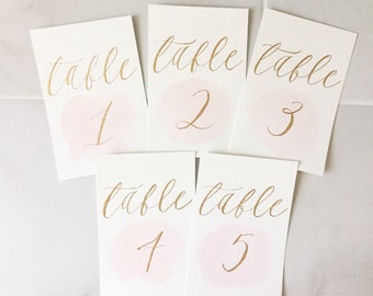 watercolor calligraphy table numbers