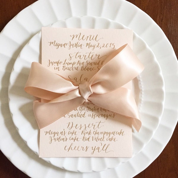 custom calligraphy menu card