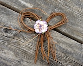 Rustic Country Arches Decor or Arbor Flower Bows Decoration, Twig Bows With Purple Rose For Bridal Shower Decor- 6 Pcs