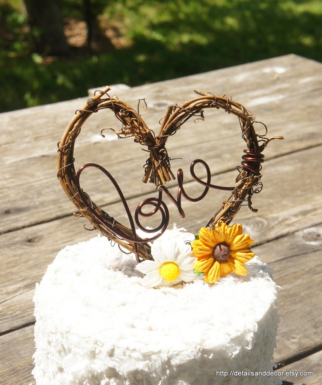 Grapevine Sunflower Cake Topper With Love Script Perfect For Etsy