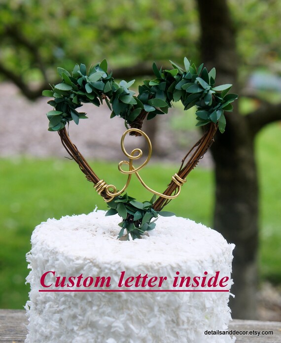 Rustic Greenery Cake Topper For Bride Groom Cake Wedding Etsy