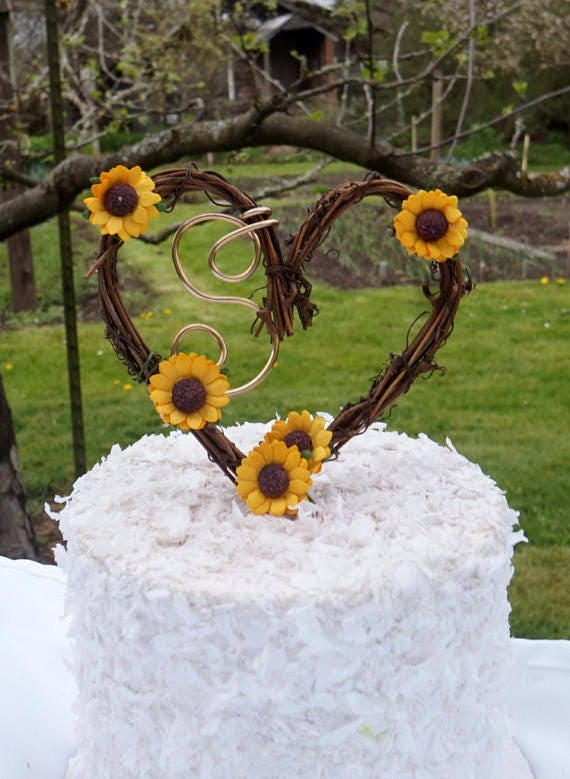 Rustic Sunflower Cake Topper Etsy