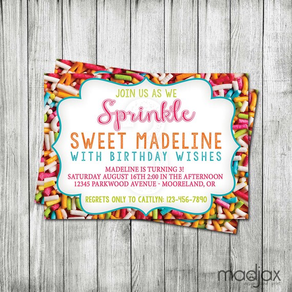 Items similar to Sprinkle Birthday Invitation DIGITAL FILE INVITATION