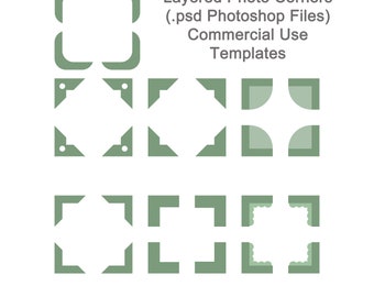 Layered Photo Corners (.psd Photoshop Files) Digital Scrapbooking | Commercial Use