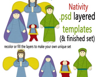 Christmas Nativity .psd Layered Template and finished .png Nativity