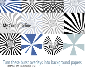 Photoshop Burst .psd Templates and 12 Background Papers