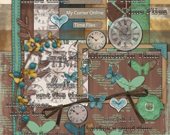 Time Flies Digital Scrapbooking Kit | Clock