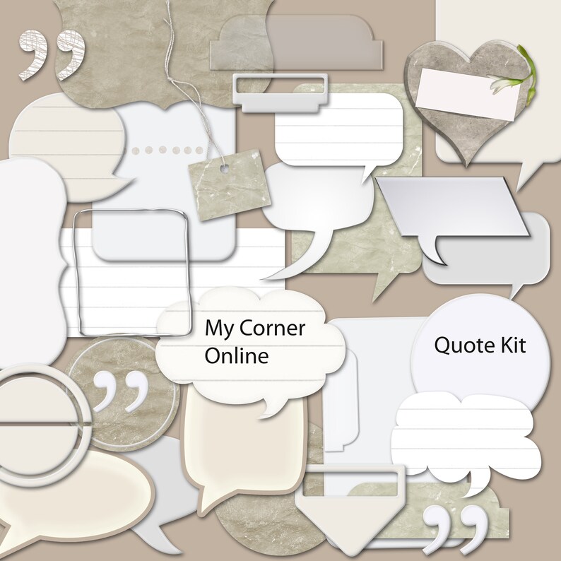 Quote Speech Bubble Quotations Digital Scrapbooking Kit image 1