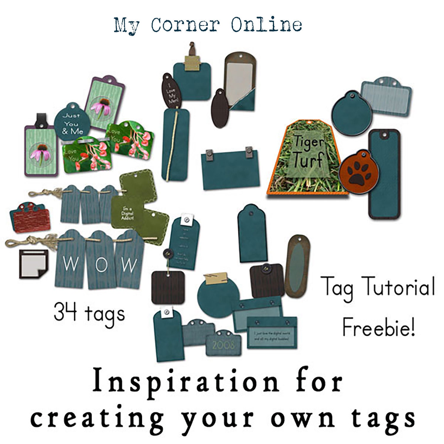Tag Shapes With Inspiration .png Digital Scrapbooking Designer Tool commercial Use Etsy