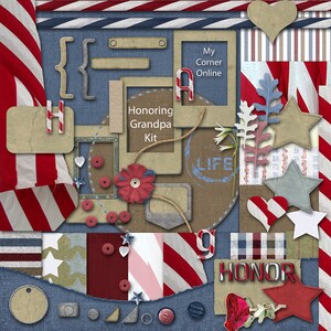 Honoring Grandpa Patriotic | 4th of July | July 4th | Digital Scrapbooking Kit
