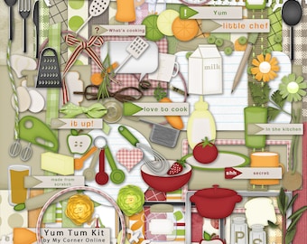 Recept koken "Yum Tum" digitale Scrapbooking Kit
