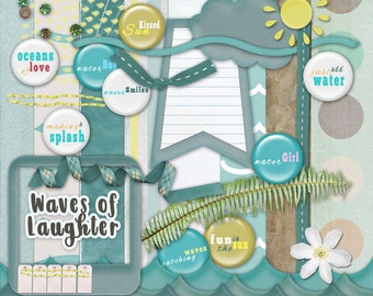 Waves of Laughter Digital Scrapbooking Mini Kit | Ocean | Pool