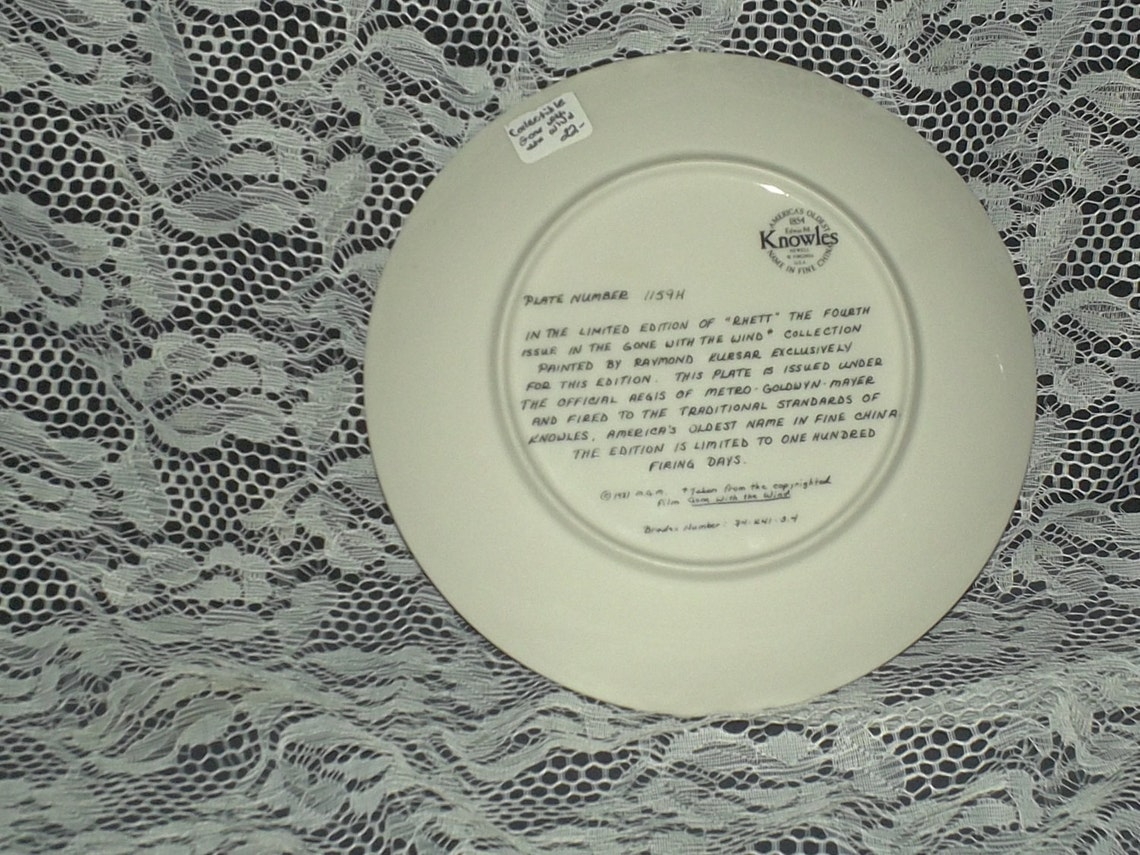 Knowles Rhett Collectors Plate Etsy