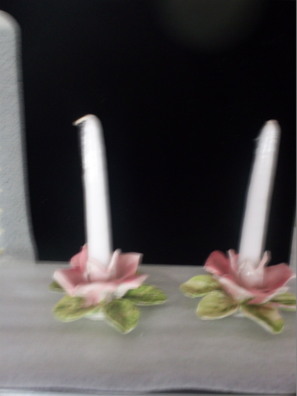 Porcelain Rose Candle Holders Etsy