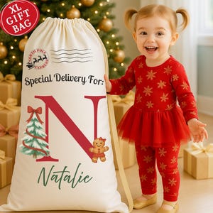 XL Custom Santa Sack,Girl Christmas,Oversized Santa Sack,Gingerbread Girl Bag,Large Christmas Gift Tote,Jumbo Santa Christmas Stocking Bag
