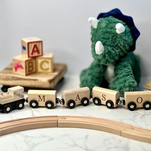 Personalized Kids Toy Wooden Train Engine Car with Name for Toddler Train Birthday Party Train Gift for Boy Who Loves Trains Theme Nephew