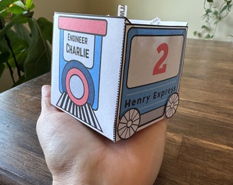 Train Party Favor Paper Containers, Custom Transportation Party Favors, Kids Train Birthday Party Decor, Custom Party Favor Template, TRA123